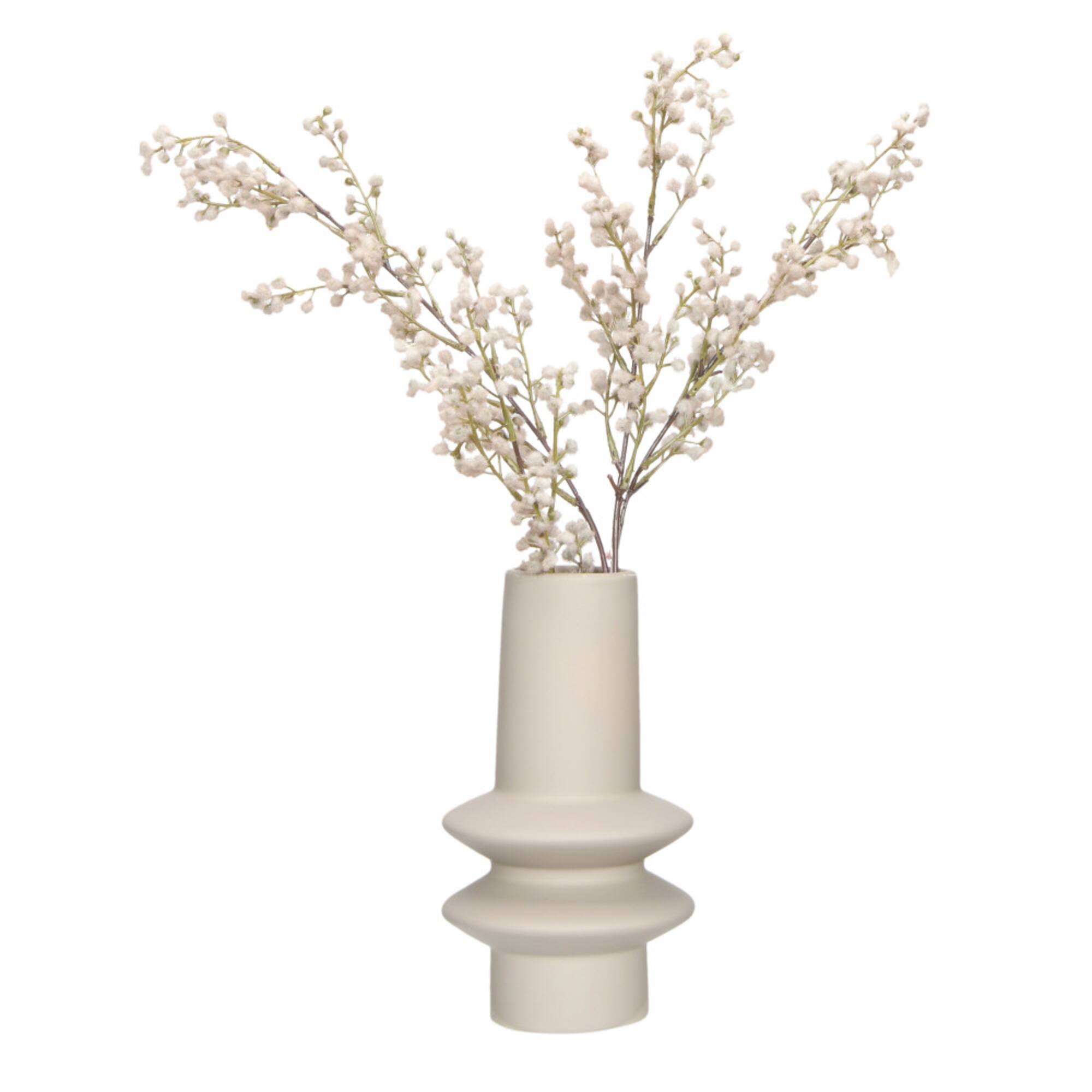 Hello Honey® 9" Taupe Modern Sculptural Stoneware Vase with Latex Glaze
